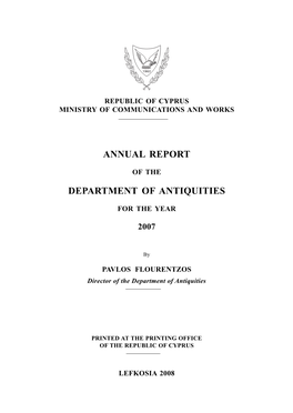 Annual Report of the Department of Antiquities for the Year 2007