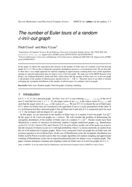 The Number of Euler Tours of a Random D-In/D-Out Graph
