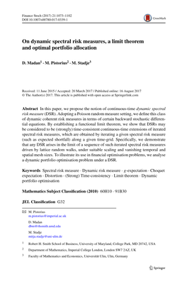 On Dynamic Spectral Risk Measures, a Limit Theorem and Optimal Portfolio Allocation