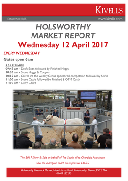 HOLSWORTHY MARKET REPORT Wednesday 12 April 2017
