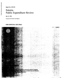 Estonia: Public Expenditure Review