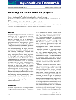 Gar Biology and Culture: Status and Prospects