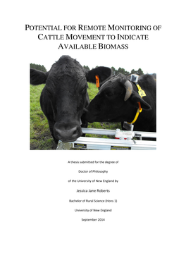 Potential for Remote Monitoring of Cattle Movement to Indicate Available Biomass
