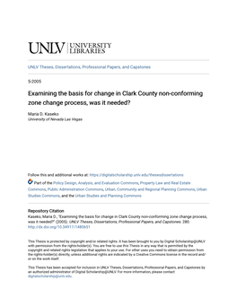 Examining the Basis for Change in Clark County Non-Conforming Zone Change Process, Was It Needed?