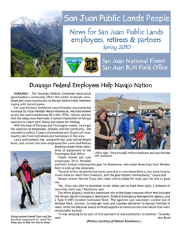 SAN JUAN PUBLIC LANDS PEOPLE 1 San Juan Public Lands People News for San Juan Public Lands Employees, Retirees & Partners Spring 2010