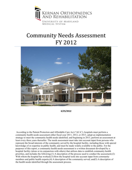 Community Needs Assessment FY 2012