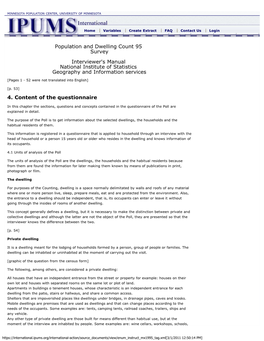 Population and Dwelling Count 95 Survey Interviewer's Manual National Institute of Statistics Geography and Information Services