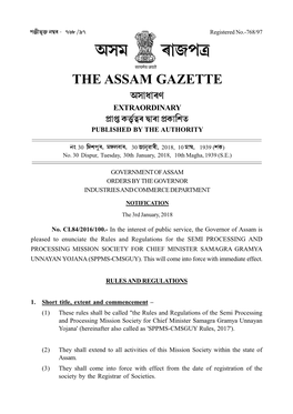 THE ASSAM GAZETTE, EXTRAORDINARY, JANUARY 30,Registered 2018 No.-768/97