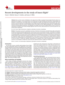 Recent Developments in the Study of Insect Flight