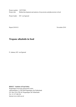 Tropane Alkaloids in Food