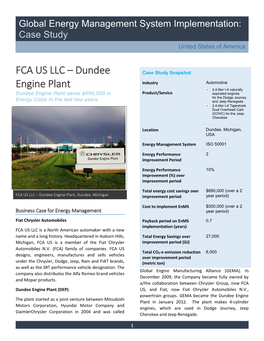 FCA US LLC – Dundee Engine Plant, Dundee, Michigan Improvement Period Year Period)