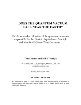 Does the Quantum Vacuum Fall Near the Earth?