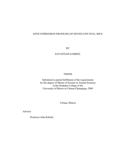 Gene Expression Profiling of Myostatin Null Mice By