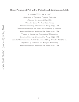 Dense Packings of Polyhedra: Platonic and Archimedean Solids