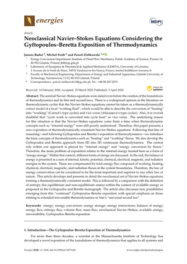 Neoclassical Navier–Stokes Equations Considering the Gyftopoulos–Beretta Exposition of Thermodynamics