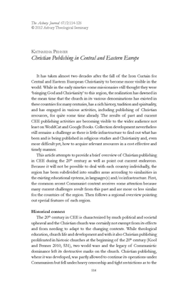 Christian Publishing in Central and Eastern Europe