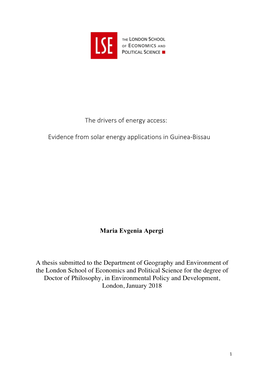 The Drivers of Energy Access: Evidence from Solar Energy Applications in Guinea-Bissau