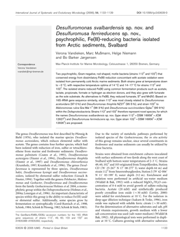 Desulfuromonas Svalbardensis Sp. Nov. and Desulfuromusa Ferrireducens Sp