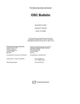 OSC Bulletin