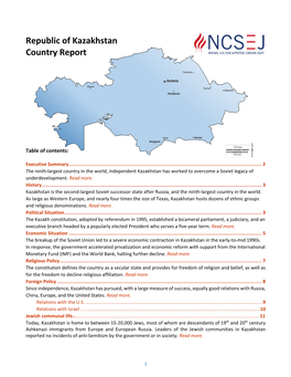 Republic of Kazakhstan Country Report