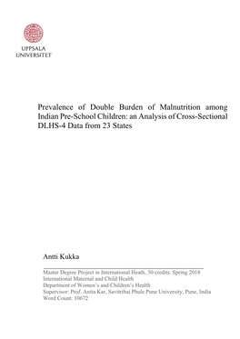 Prevalence of Double Burden of Malnutrition Among Indian Pre-School Children: an Analysis of Cross-Sectional DLHS-4 Data from 23 States