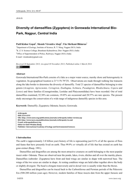 Diversity of Damselflies (Zygoptera) in Gorewada International Bio- Park, Nagpur, Central India
