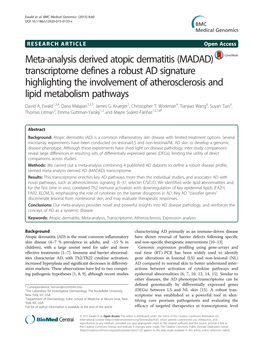 Meta-Analysis Derived Atopic Dermatitis