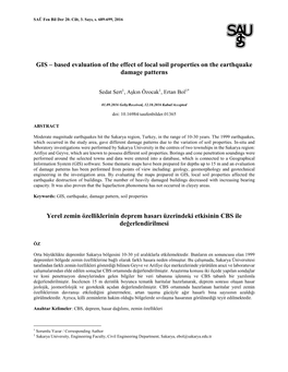 Based Evaluation of the Effect of Local Soil Properties on the Earthquake Damage Patterns