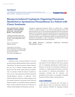 Bleomycin-Induced Cryptogenic Organizing Pneumonia Manifested As Spontaneous Pneumothorax in a Patient with Classic Seminoma