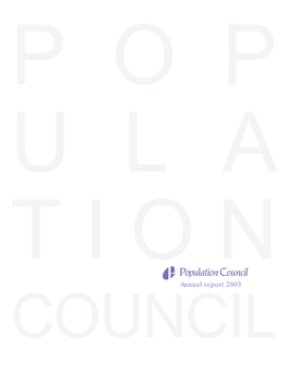Population Council 2003 Annual Report