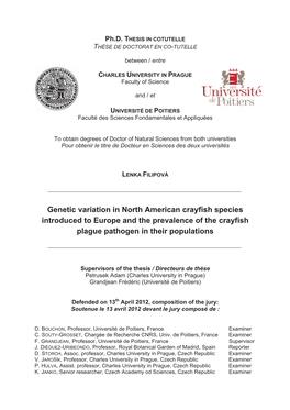 Genetic Variation in North-American Crayfish Species Introduced To