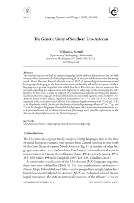 The Genetic Unity of Southern Uto-Aztecan