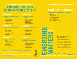 Emerging Writers Reading Series 2014-15