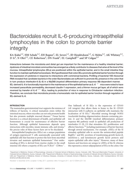 Bacteroidales Recruit IL-6-Producing Intraepithelial Lymphocytes in the Colon to Promote Barrier Integrity