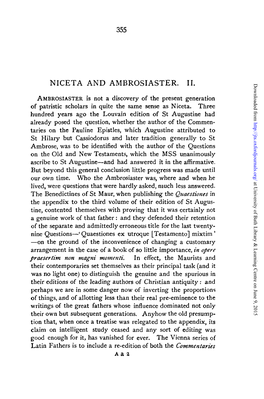 Niceta and Ambrosiaster. Ii