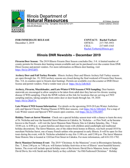 Illinois DNR Newsbits – December 2019