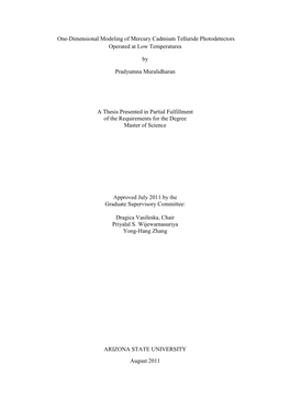 One-Dimensional Modeling of Mercury Cadmium Telluride Photodetectors Operated at Low Temperatures