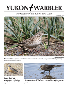 YUKON WARBLER Newsletter of the Yukon Bird Club Fall-Winter 2016