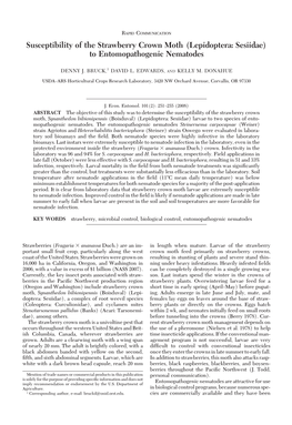 Susceptibility of the Strawberry Crown Moth (Lepidoptera: Sesiidae) to Entomopathogenic Nematodes