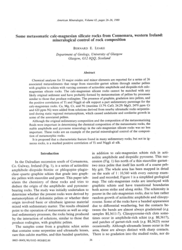 Some Metasomatic Calc-Magnesian Silicate Rocks from Connemara' Western Lreland: Mineralogical Control of Rock Composition