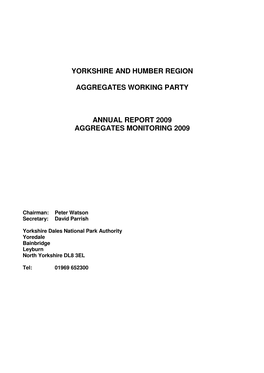 Yorkshire and Humber Region Aggregates Working Party Annual Monitoring Report