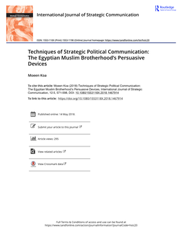 Techniques of Strategic Political Communication: the Egyptian Muslim Brotherhood's Persuasive Devices