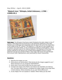 “Diptych Icon,” Ethiopia, Artist Unknown, C 1700 - #2009.39.2