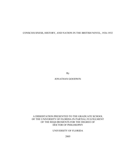 Consciousness, History, and Nation in the British Novel, 1926-1932