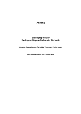 Bibliographie Zur Kartographiegeschichte Der Schweiz