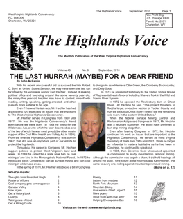 The Highlands Voice September, 2010 Page  West Virginia Highlands Conservancy Non-Profit Org