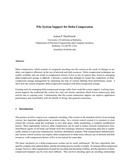 File System Support for Delta Compression