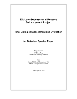 Elk Late-Successional Reserve Enhancement Project