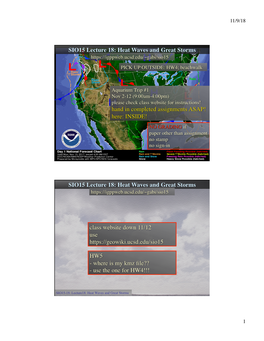 SIO15-18: Lecture18: Heat Waves and Great Storms SIO15-18: Lecture18: Heat Waves and Great Storms