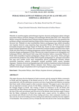 Perak Sebagai Pusat Perdagangan Di Alam Melayu Sehingga Abad Ke-19